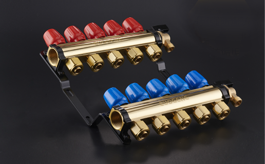 欧根型材双塑手轮分水器（咖色/黄铜色）